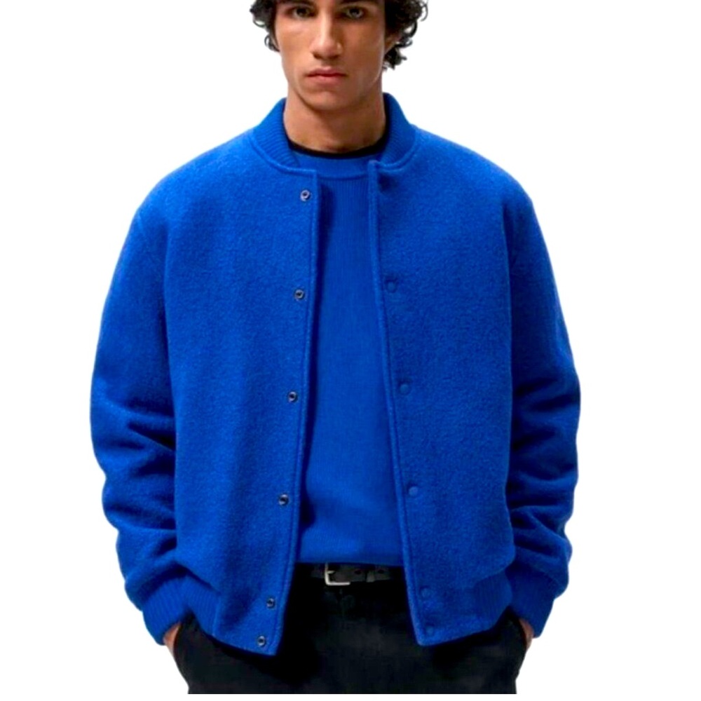 Zara 100% Wool Varsity Bomber Jacket Men's size M